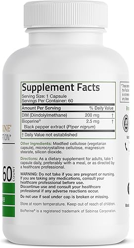 Miniatura 2 de Bronson Suplemento DIM de 200 mg de diindolimetano con BioPerine para una absorción mejorada, metabolismo de estrógeno y mantiene niveles hormonales