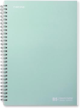 TWONE Spiral Notebook, 7"x10", 140 Graph Pages, Waterproof Frosted PP Cover, Green, Ideal for School, Office, and Personal Use
