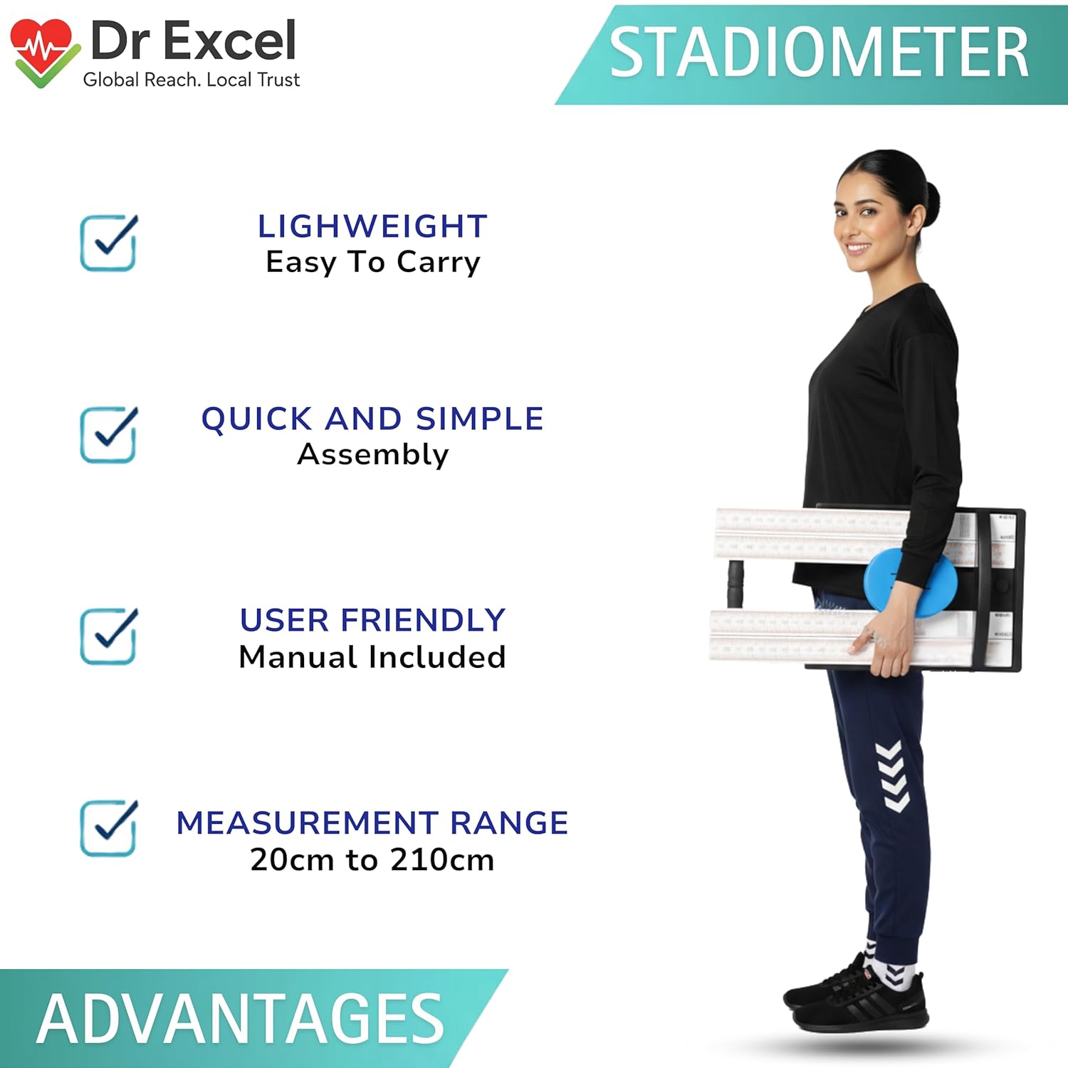 Height Measuring Scale Stadiometer | 210cm Range | Accurate Readings | Portable and Light Weight | Premium Height Gauge | 12 Months Warranty