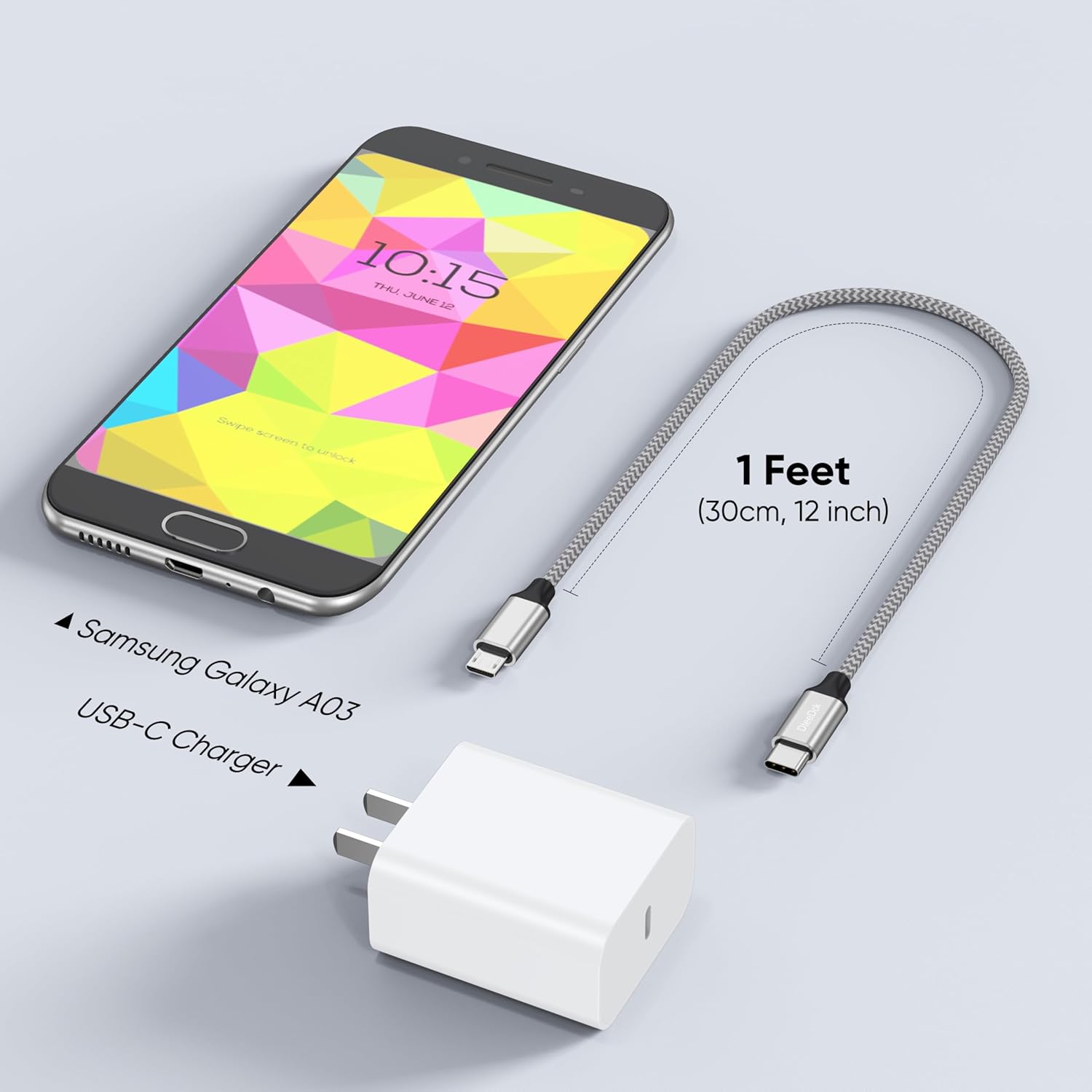 USB C to Micro USB Cable 1ft 5 Pack, MicroUSB to USB Type C Braided Male to Male Adapter USB-C USBC to Micro USB Cord 30.5CM for Charging Data Transmission