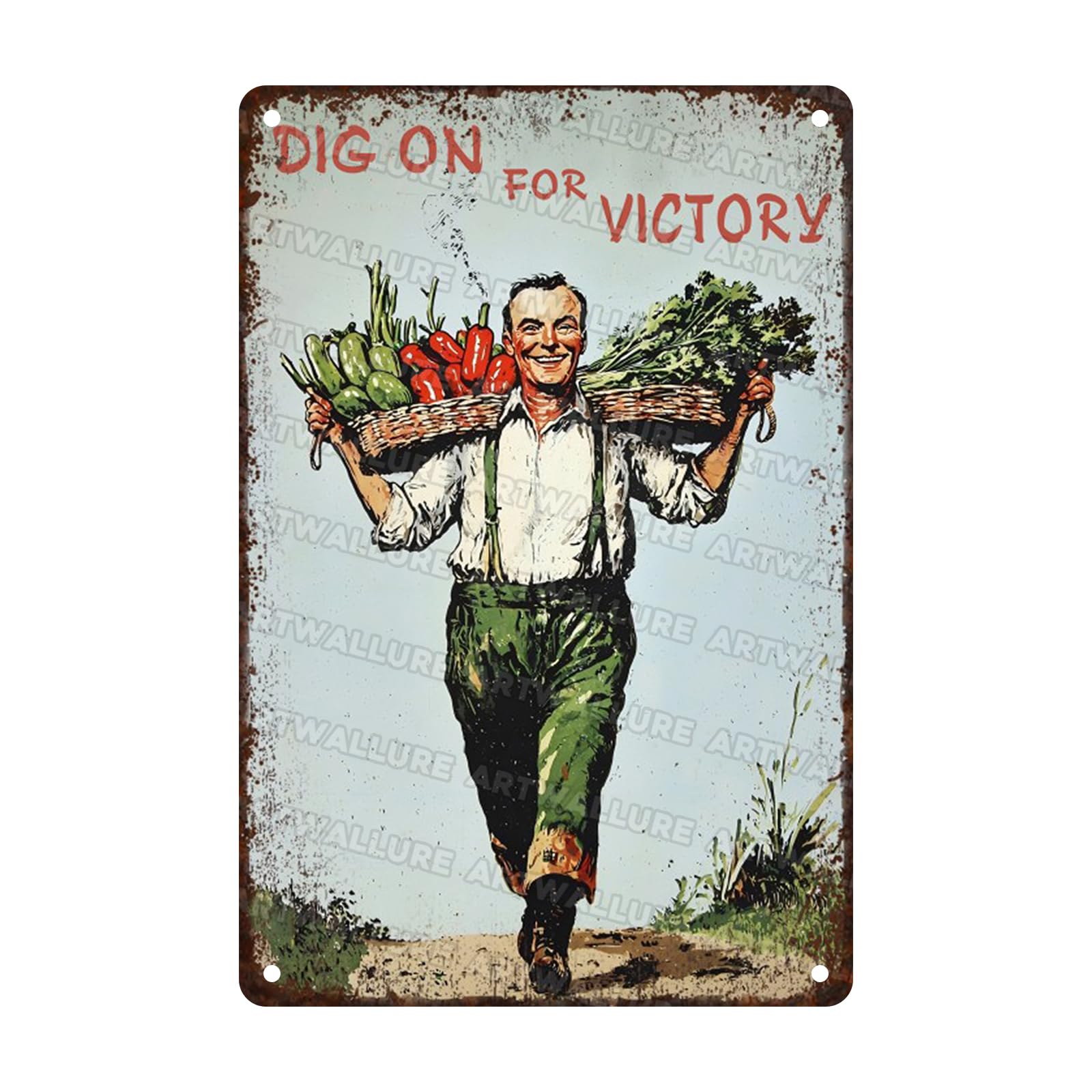 Anceky Vintage Sign Dig On For Victory Metal Tin Sign Funny Wall Decor for Home Yard Garage Farmhouse Bar Kitchen 12×8 Inch