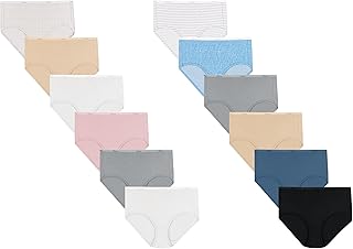 Women's Panties Pack, Classic Cotton Brief Underwear (Retired Options, Colors May Vary), Blue/Pink/Stripe/Dot Print/Neutral Mix, 12-Pack, 7