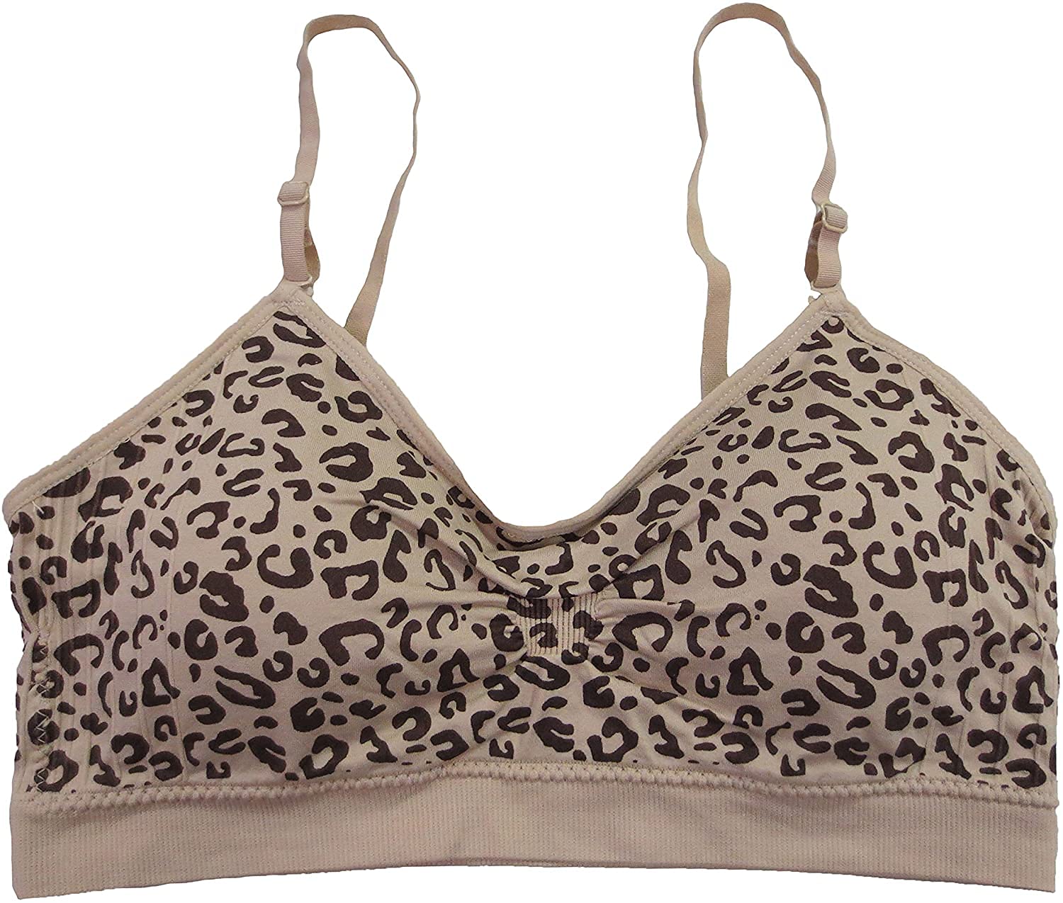 Seamless Scoopneck Bra,Brown/Nude Leopard