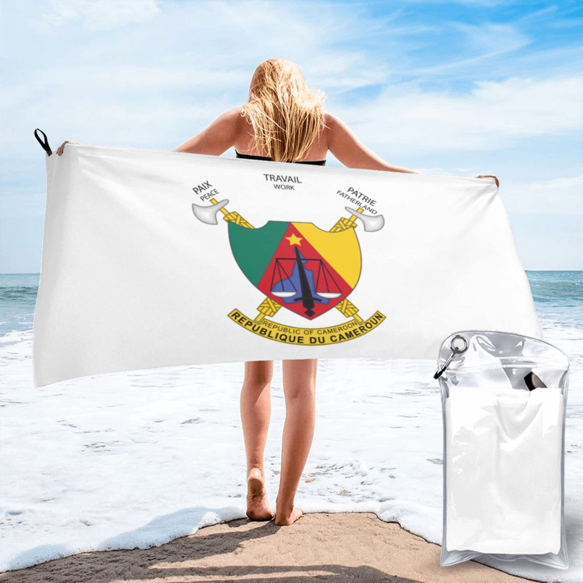 Lsjuee National Emblem of Cameroon Microfiber Beach Towel-Quick Dry Oversized Towels Blanket for Travel Pool Camping