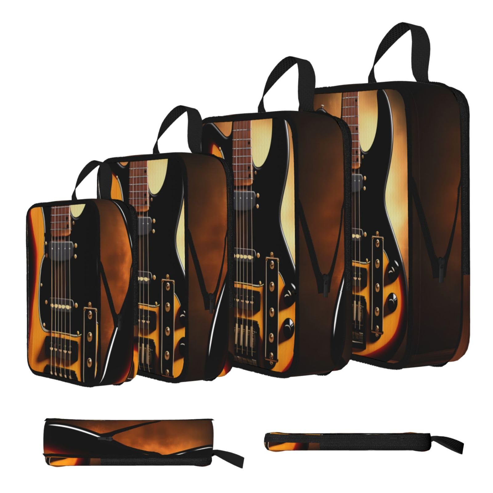 Sxzvvbn Black Instrumental Guitar Compression Packing Cubes 4 Piece Set