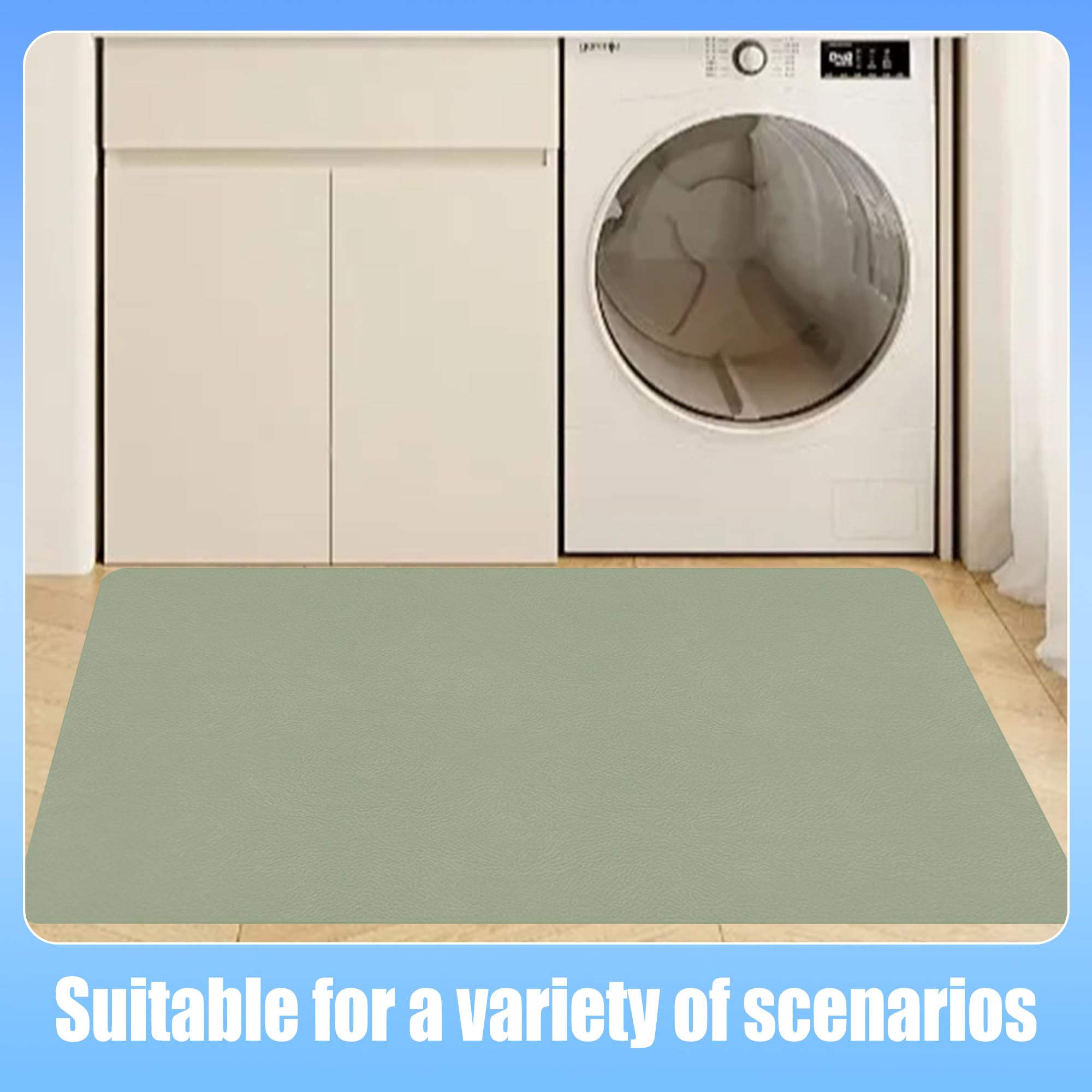 Alfombrilla Diatomita 45 x 170 cm Super Absorbente Alfombrilla de Piedra para Baño Higiénico y Funcional para Ducha, Baño y Cocina, Verde