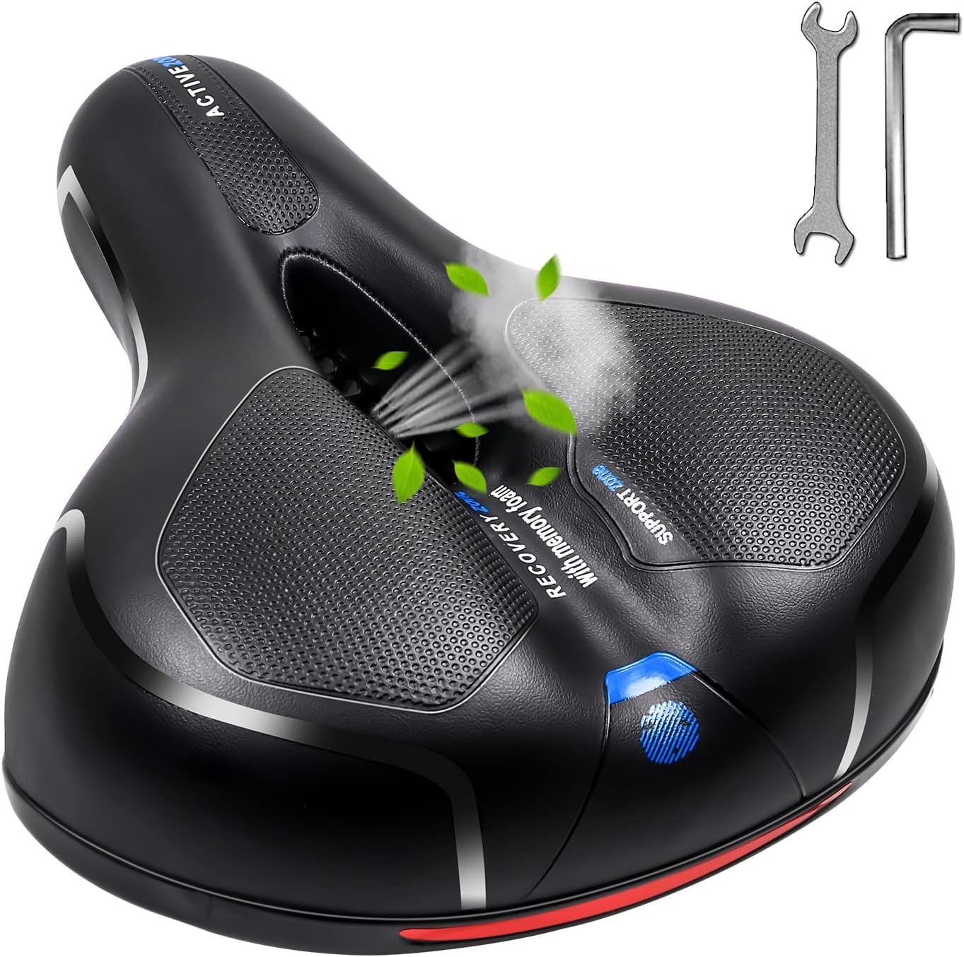 MSDADA Wide Bike Saddle, Waterproof Bicycle Seat for Men & Women, Comfortable for Mountain, Road, Exercise, City & Spinning Bikes