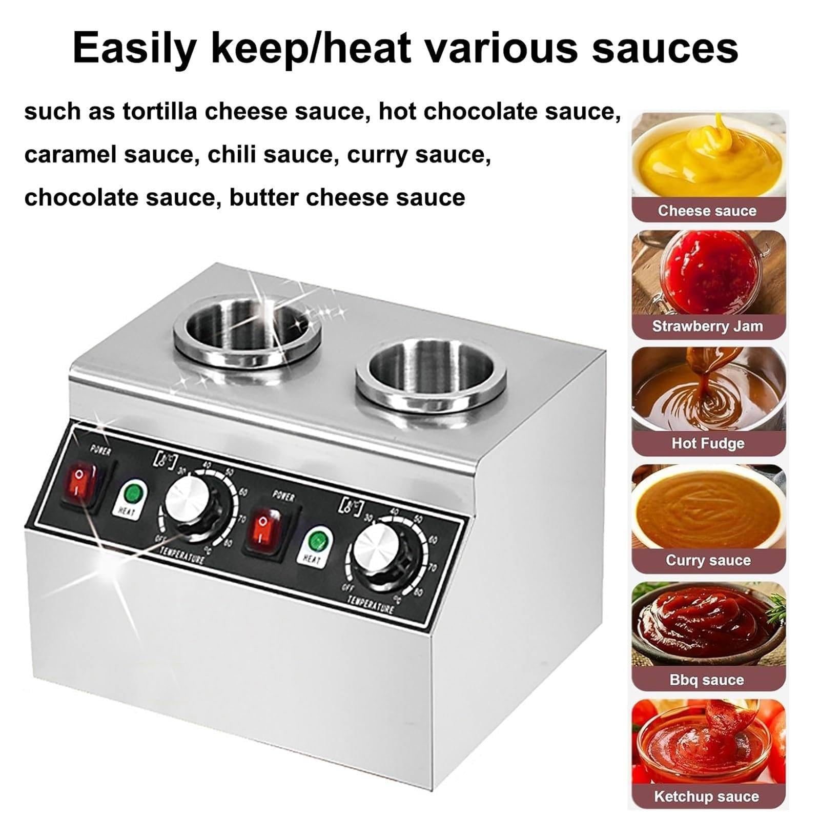 Calentador Eléctrico De Salsas Y Condimentos, con Control Preciso De Temperatura (30-85 °c), Ideal para Restaurantes, para Queso Nacho, Caramelo, Chocolate, Sirope 1Can