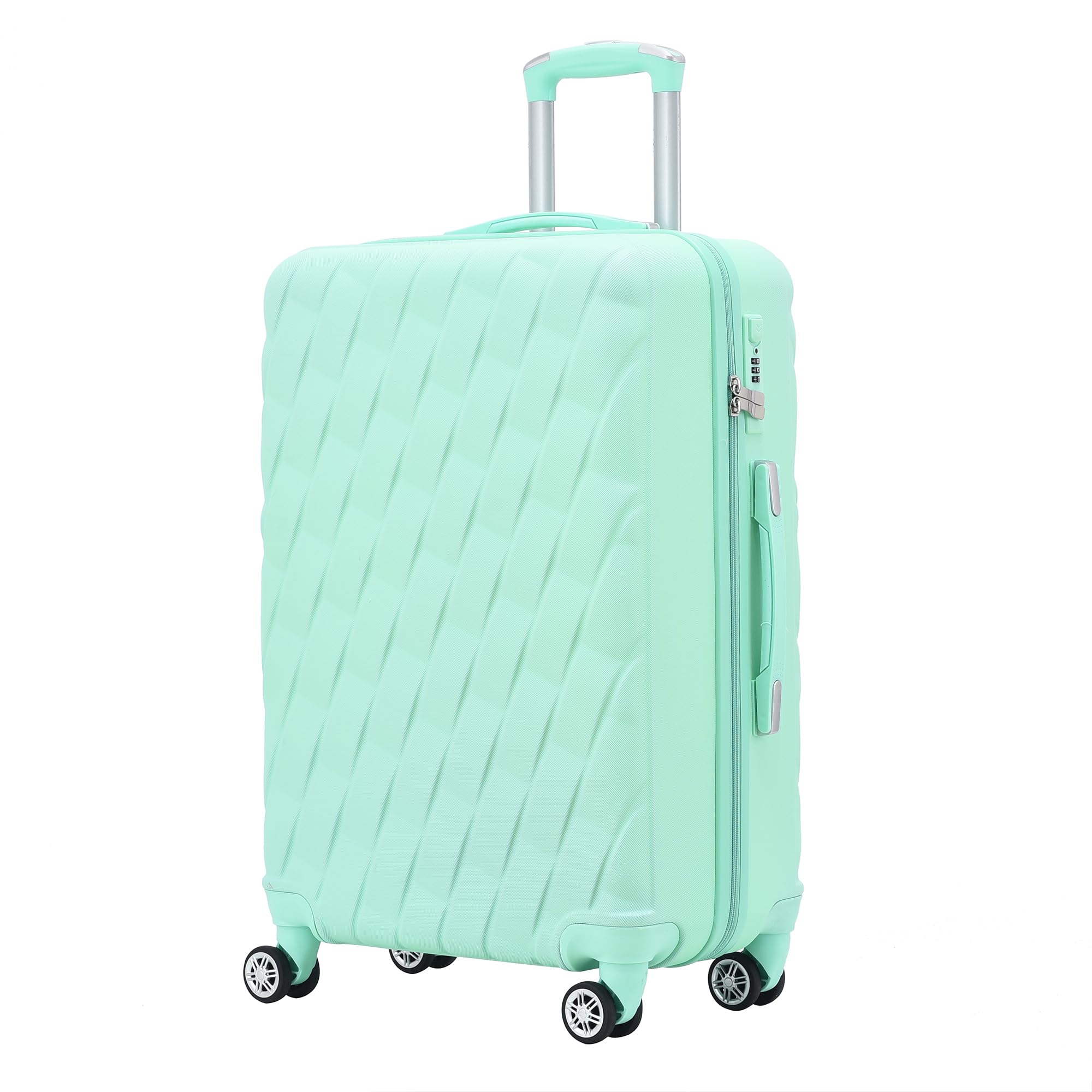 Cabin Suitcase Hard Shell | Lightweight | 4 Dual Spinner Wheels | Trolley Cabin Bag | 20" Carry On Suitcase Luggage | Combination Lock | (Green)