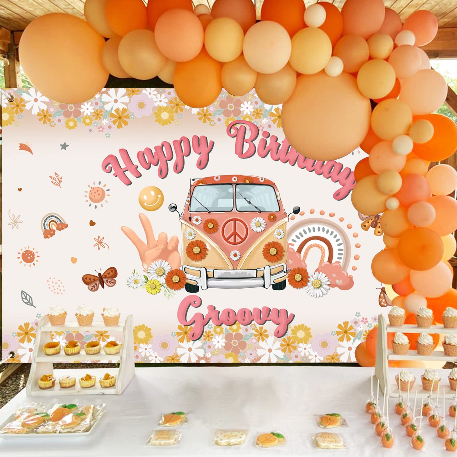 Groovy Baby Banner - Retro Hippie Boho Party Decor For Baby Shower Or Birthday (Pre-Assembled) - View #3