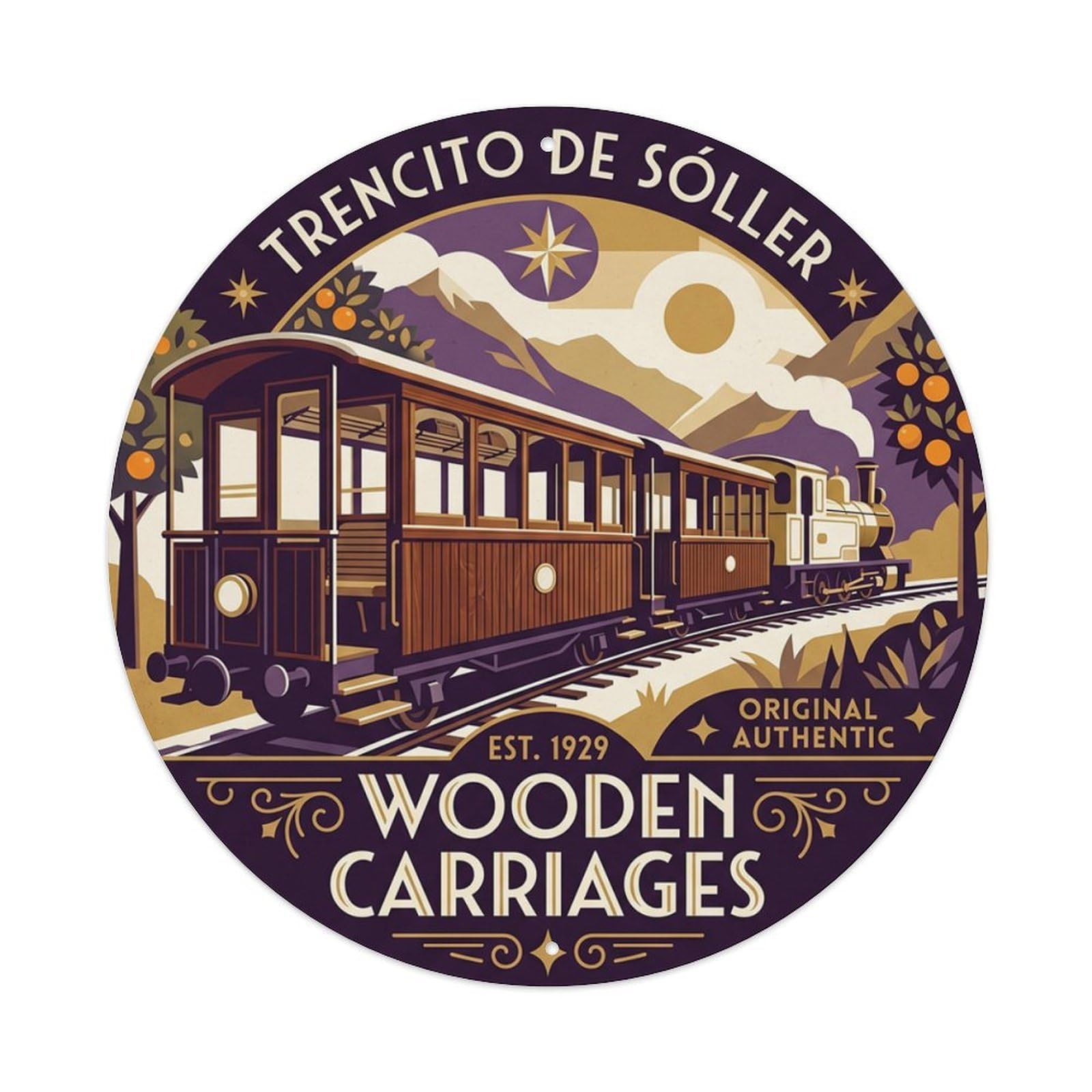 Mallorca Wooden Carriages Coastal Travel Island Culture Metal Tin Sign