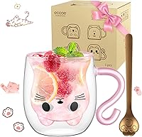 Vista 12 de ecooe Juego de 2 tazas de café de doble pared de 4 onzas, tazas de café de vidrio transparente con asa, taza de café aislada de borosilicato
