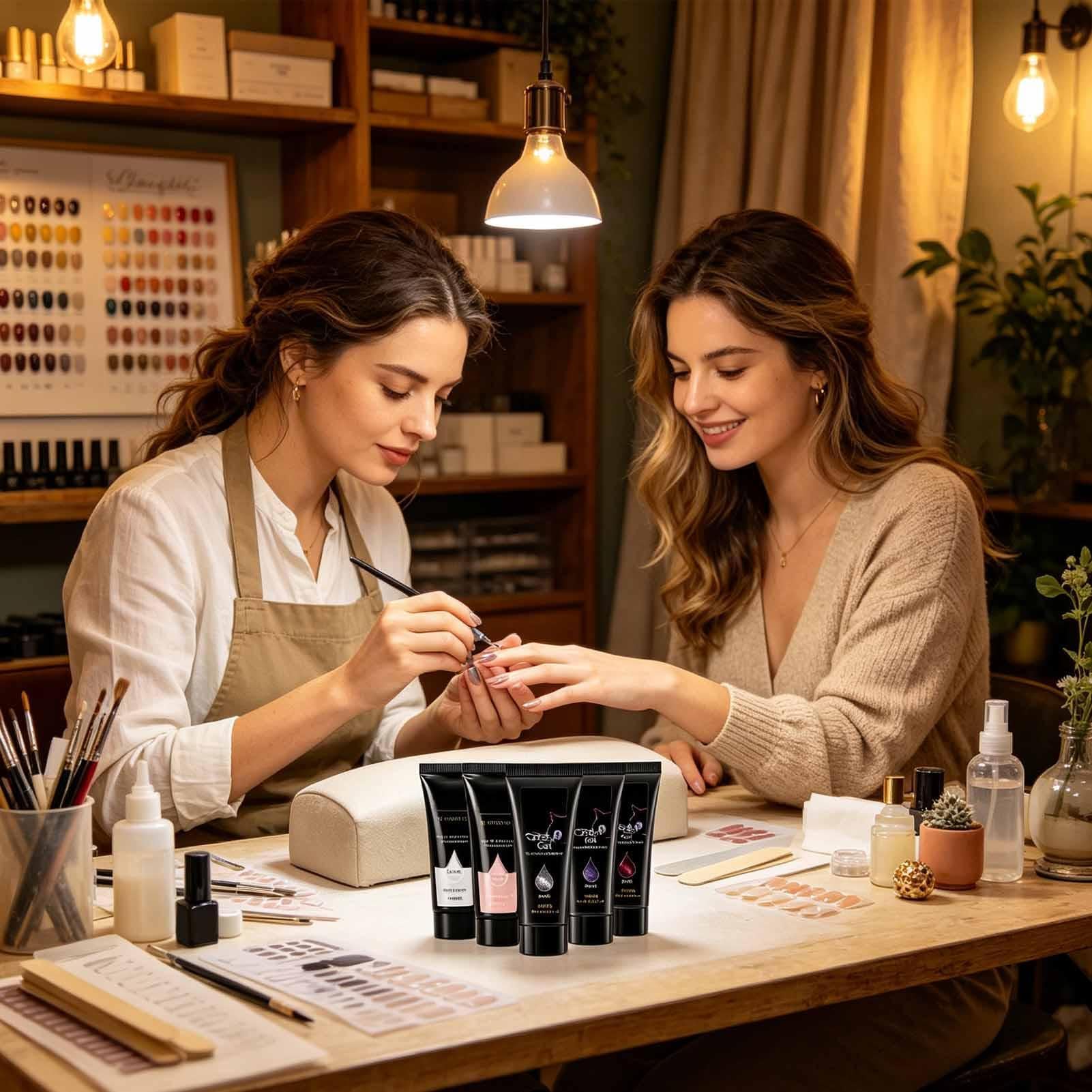 Kit Gel Per Estensioni Unghie Unghie Lunga Tenuta 5 Colori | Set Gel Costruttore Base Colla per Salone Casa Scultura e Stampaggio Donne Ragazze Adulti e Principianti