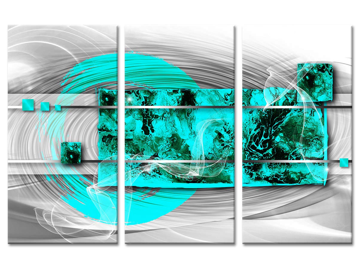 Declina, Quadro Decorativo da Parete per Soggiorno Moderno, Quadro Decorativo da Parete, Tela triptica Arte Astratta Saggezza 120 x 80 cm, Arancione, Canvas, Turquoise, 120x80 cm