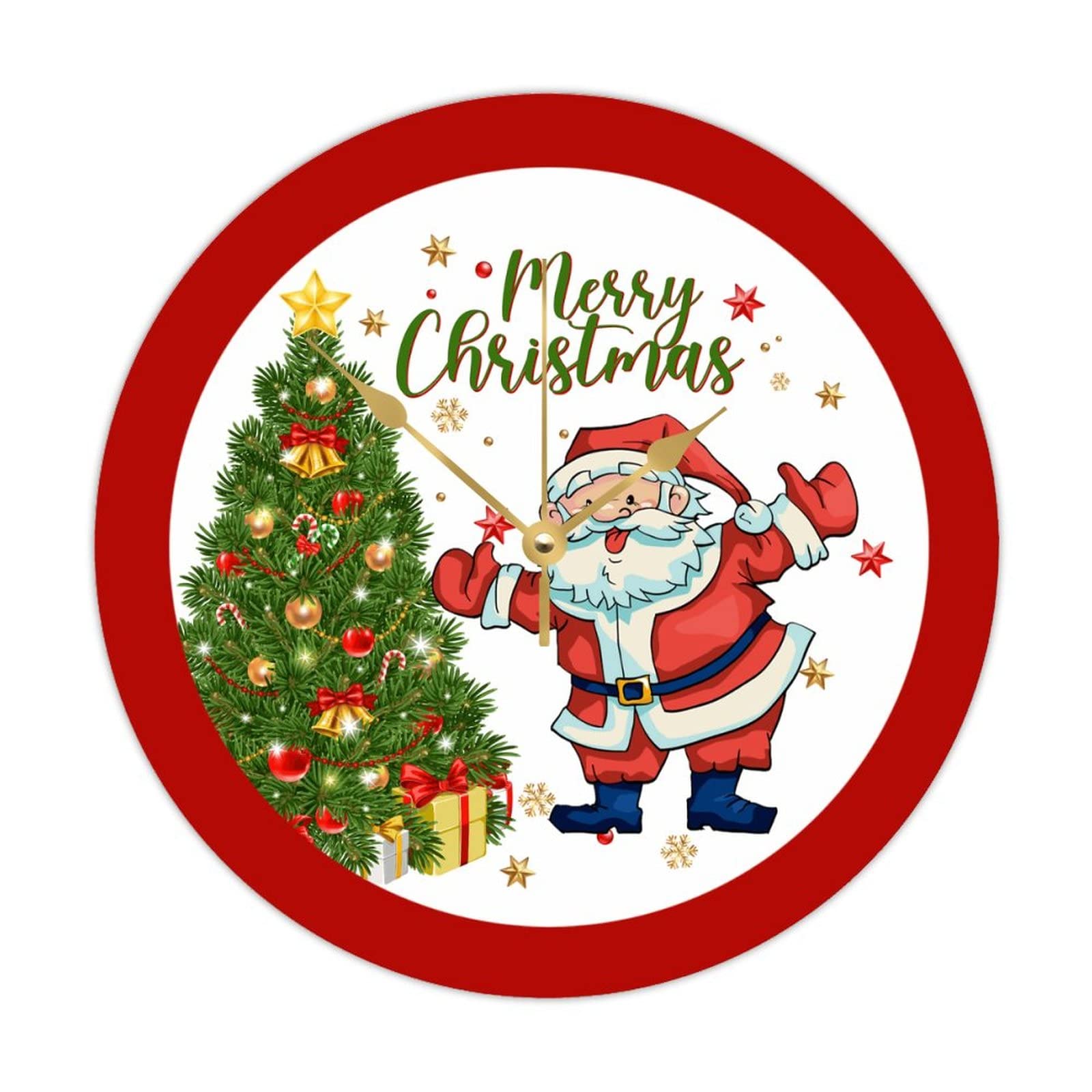 Horloge murale de Noël en bois Santa Claus idée cadeau pour salon et cuisine