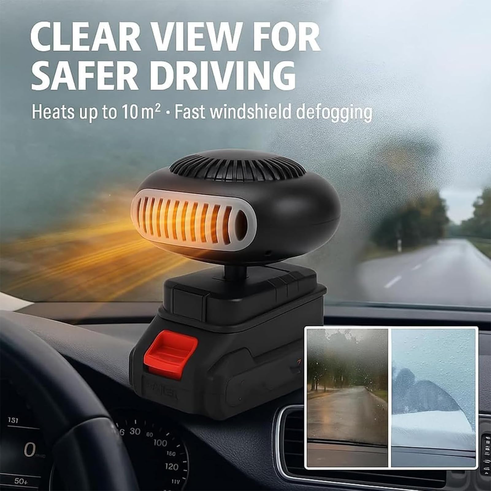 Calentadores De Coche Para Vehículo Calentador Eléctrico Ajustable De 360 | Calentador De Automóvil para Interior Exterior Aparcamiento Camping Conducción Invernal y