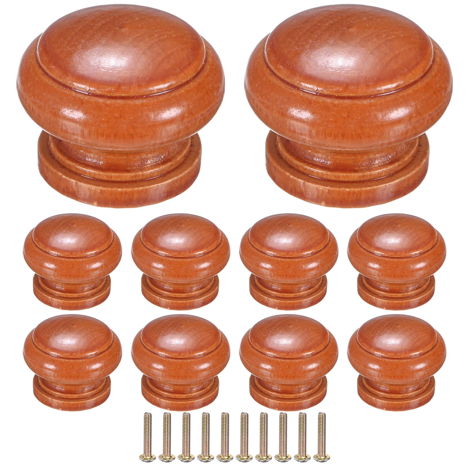 M METERXITY 10-Pack Kicthen Cabinet Knobs, 1-5/16 in(33mm) Solid Wood Round Drawer Pull Handle for Dresser/Office/Cupboard