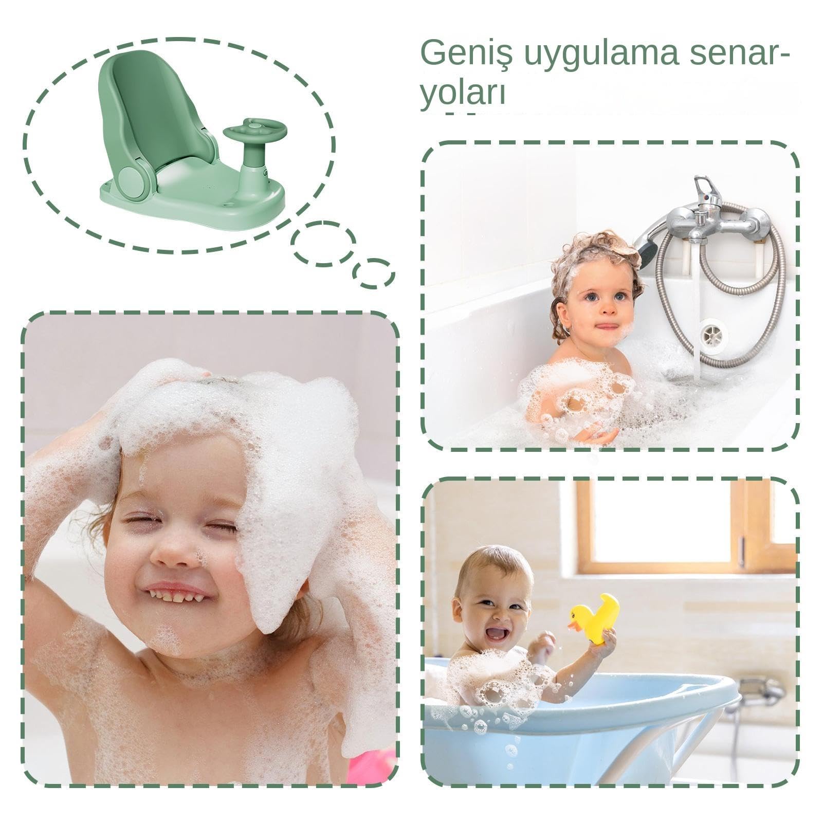 Asiento de baño para bebé, asiento de baño infantil, silla plegable