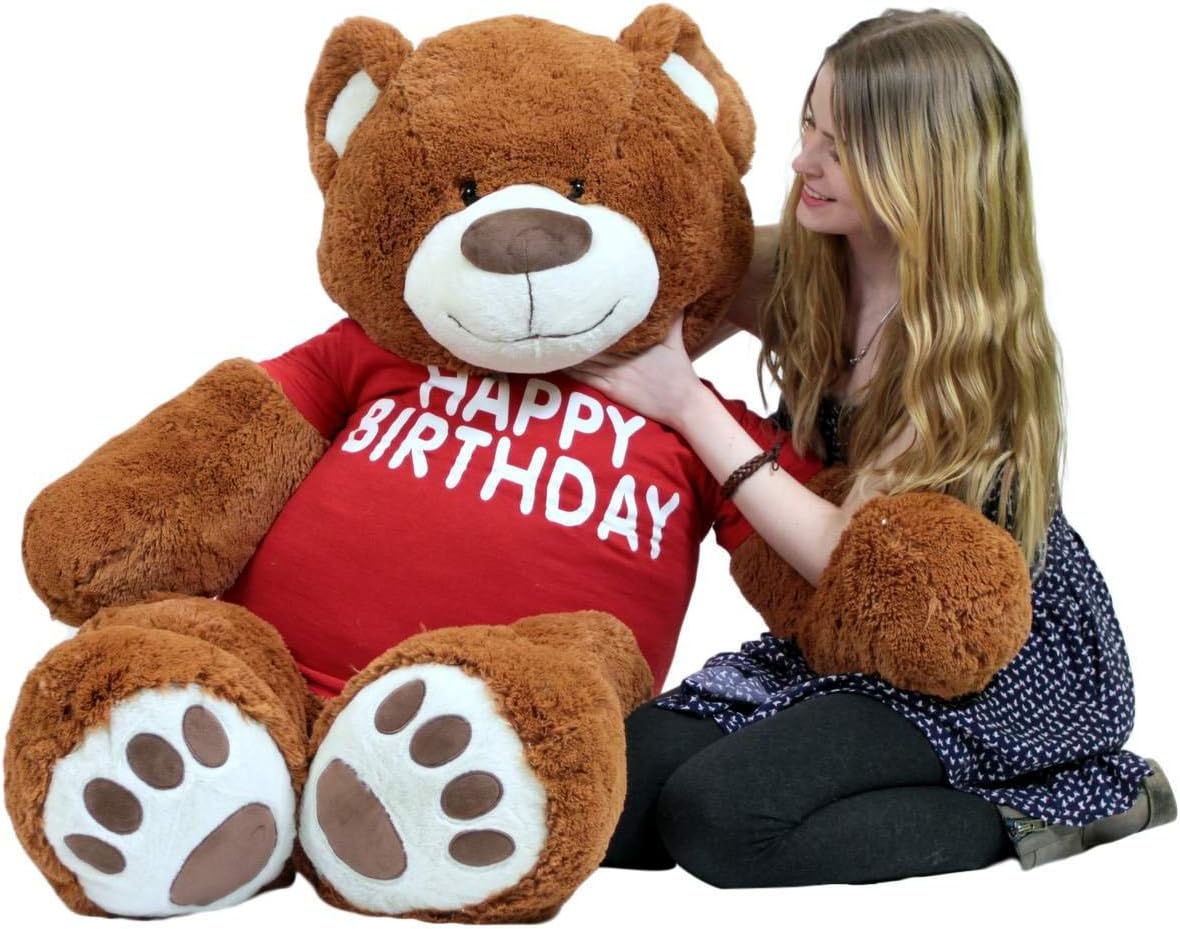 Big Plush Giant Teddy Bear with Happy Birthday T-Shirt - Huge Plush Teddybear - Stuffed Animal - Caring Gift - OSO de Peluche - Cute Oversized Plushie - Jumbo Bear to Show You Care