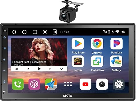 S8MS 7 inch Double DIN Car Stereo with 4G LTE, 8-Core 4G+32G Android Car Receiver, Wireless CarPlay, Android Auto, QLED Touchscreen, ChatGPT AI, DSP, GPS Sat Nav, Reversing Camera, HD LRV