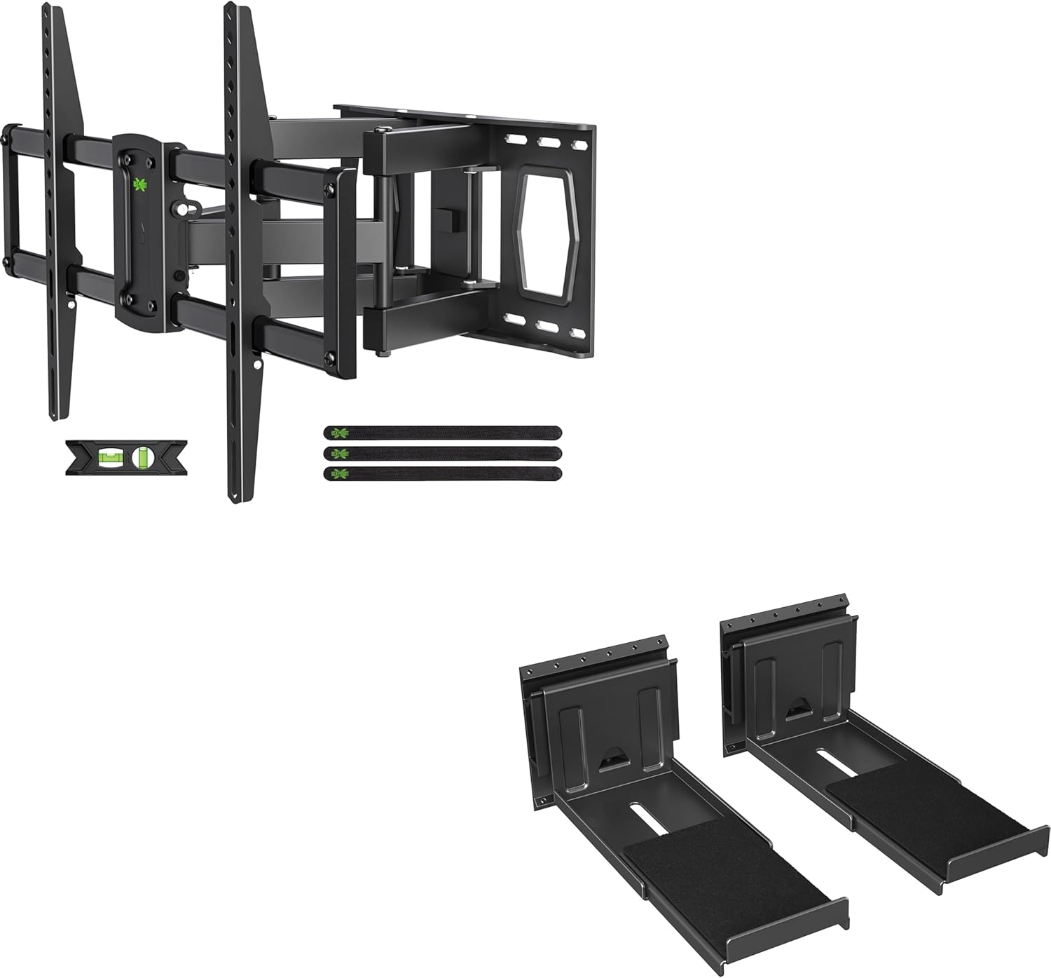 Full Motion Mount for Most 42-86 inch TVs, Holds up to 120lbs, Max VESA 600x400mm&Studless Soundbar Wall Mount, Universal Drywall Soundbar Wall Brackets, Works with Most Soundbars, Holds up to 22 Lbs