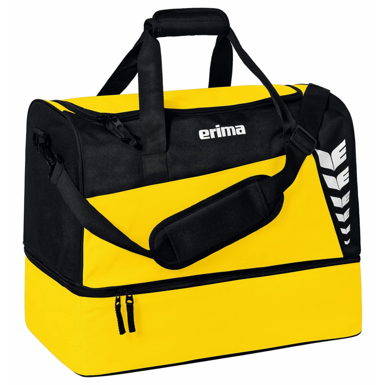 Erima Six Wings Sports Bag with Bottom Compartment, Yellow/Black, S