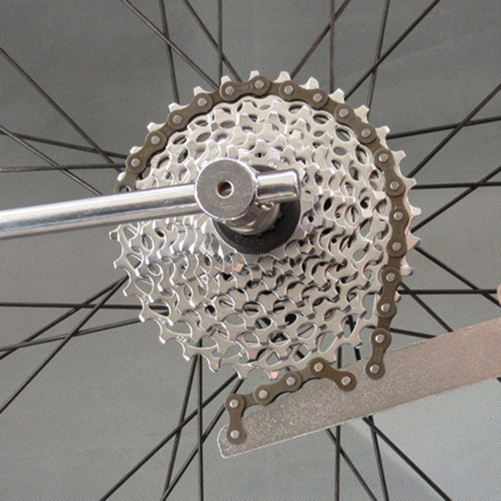 Herramienta de látigo de cadena de bicicleta, removedor de casete de acero de 12 dientes con llave de anillo de bloqueo para reparación de volante de bicicleta de montaña, carretera, 30 cm