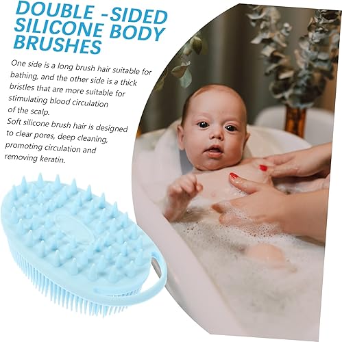Miniatura 6 de Dual Sided Silicone Bath Brush for Boy Girl with Sensory Training Soft Bristles Durable Body Massaging Scrubber Gentle Exfoliating Wash Brush for