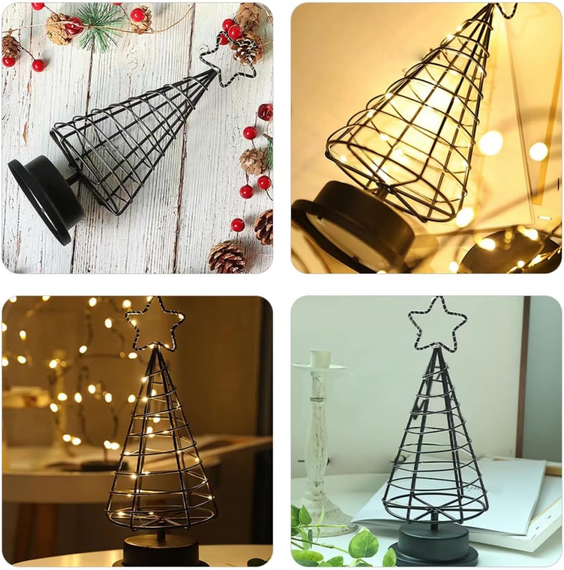 Iron Christmas Tree Light Adorn Xmas Decorative Star Mantel Lamp