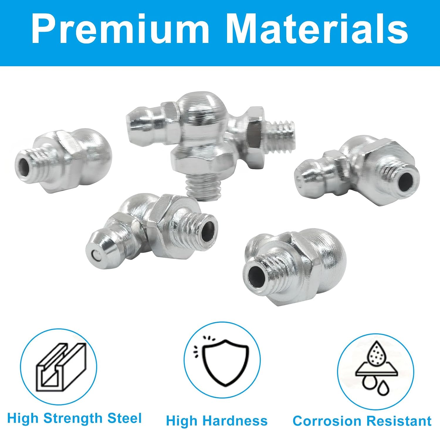 M6 90 Degree Grease Fitting, Brass M6 x 1mm Male Thread Zerk Nipple Nozzle Fittings, 20Pcs
