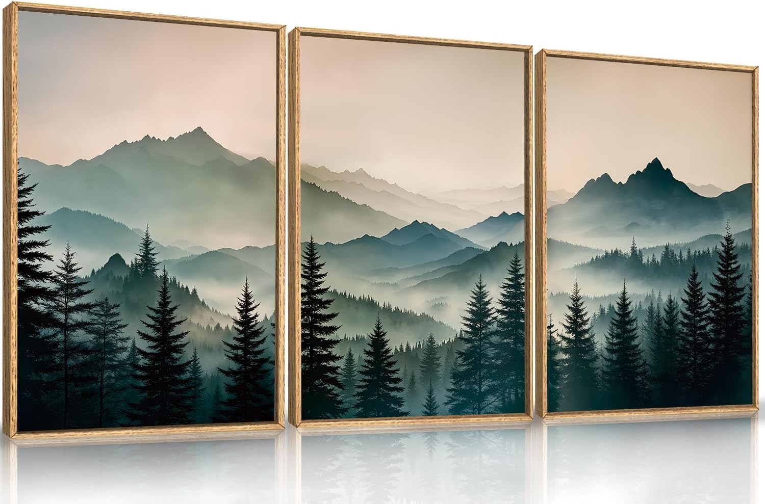 Ausril Large Abstract Green Gray Pastel Framed Canvas Wall Art,Neutral Landscape Wall Decor,Modern Watercolor Lake Artwork,Beige Textured Illustrations Art for Living Room,Bedroom,Office- 16"x24"x3 — view 15