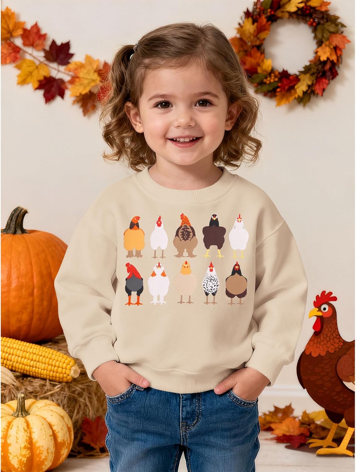 Toddler Boys Girls Thanksgiving Sweatshirt Cute Turkey Graphic Shirt Funny Chicken Print Pullover Tops Holiday Outfit - Image 3