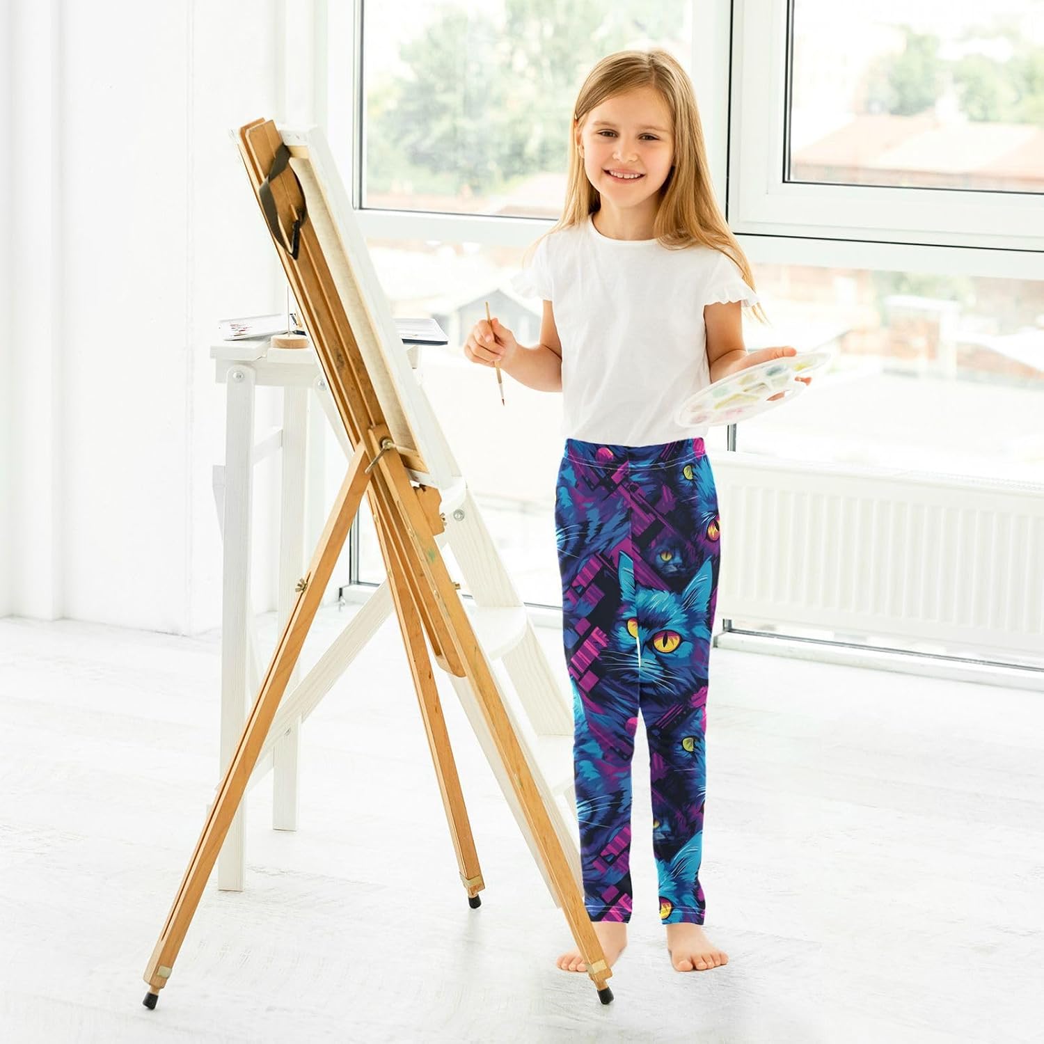 FRMG Girls'Legging Long Pants,High Waisted Soft Stretchy Tights for Child Kids Yoga Dance 4T-10T