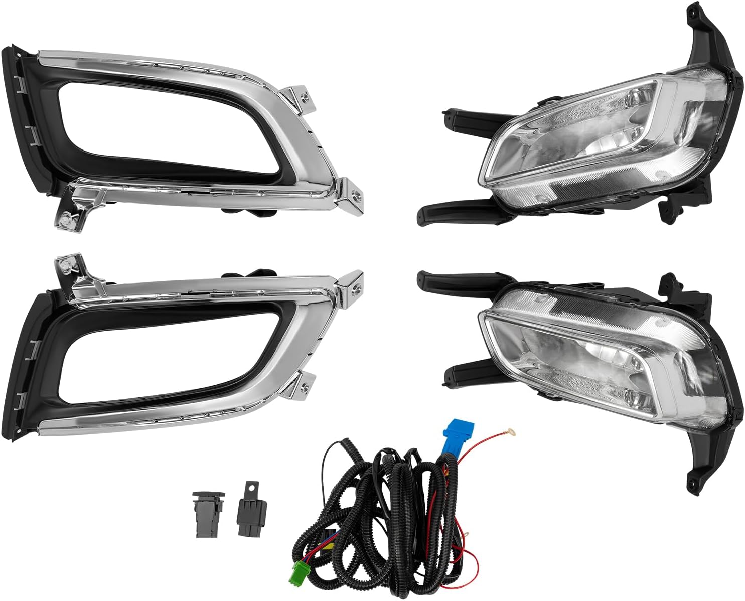 Fog Light & Fog Light Bezel for Kia Optima 2014-2015, Fog Light Lamp Cover Trim Pair Left & Right ABS+PC Clear Lens, Replacement for 865512T500 865522T500 922012T500 922022T500