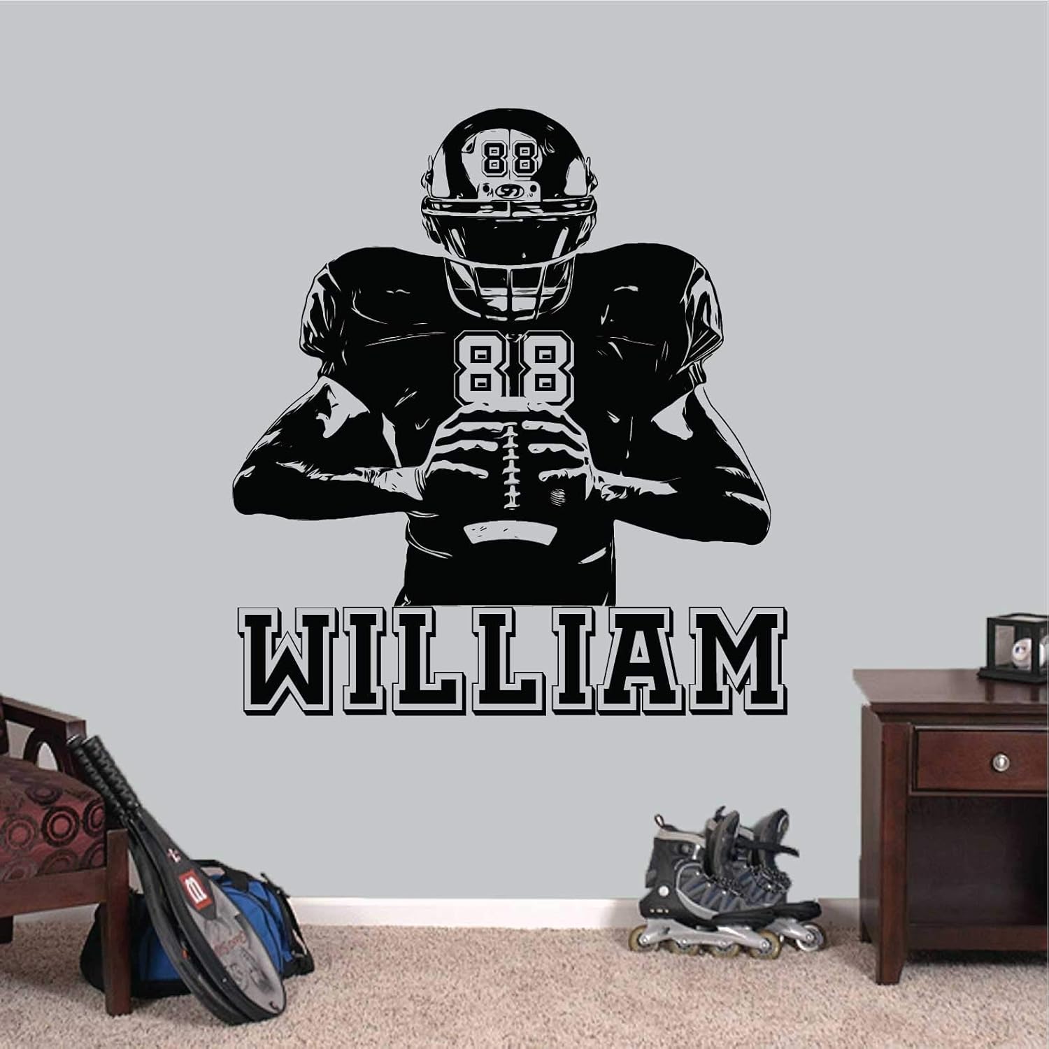 Personalized Custom Football Wall Decal - Numbers Custom Player Jerseys - Choose Your Name Vinyl Decal Sticker Decor Kids Bedroom 11 (35x40) Inches