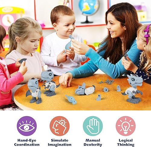 Miniatura 6 de Juguetes de dinosaurio para niños de 3 a 5 años, juguetes de dinosaurio desmontables para niños de 5 a 7 años, juguetes para niños de construcción