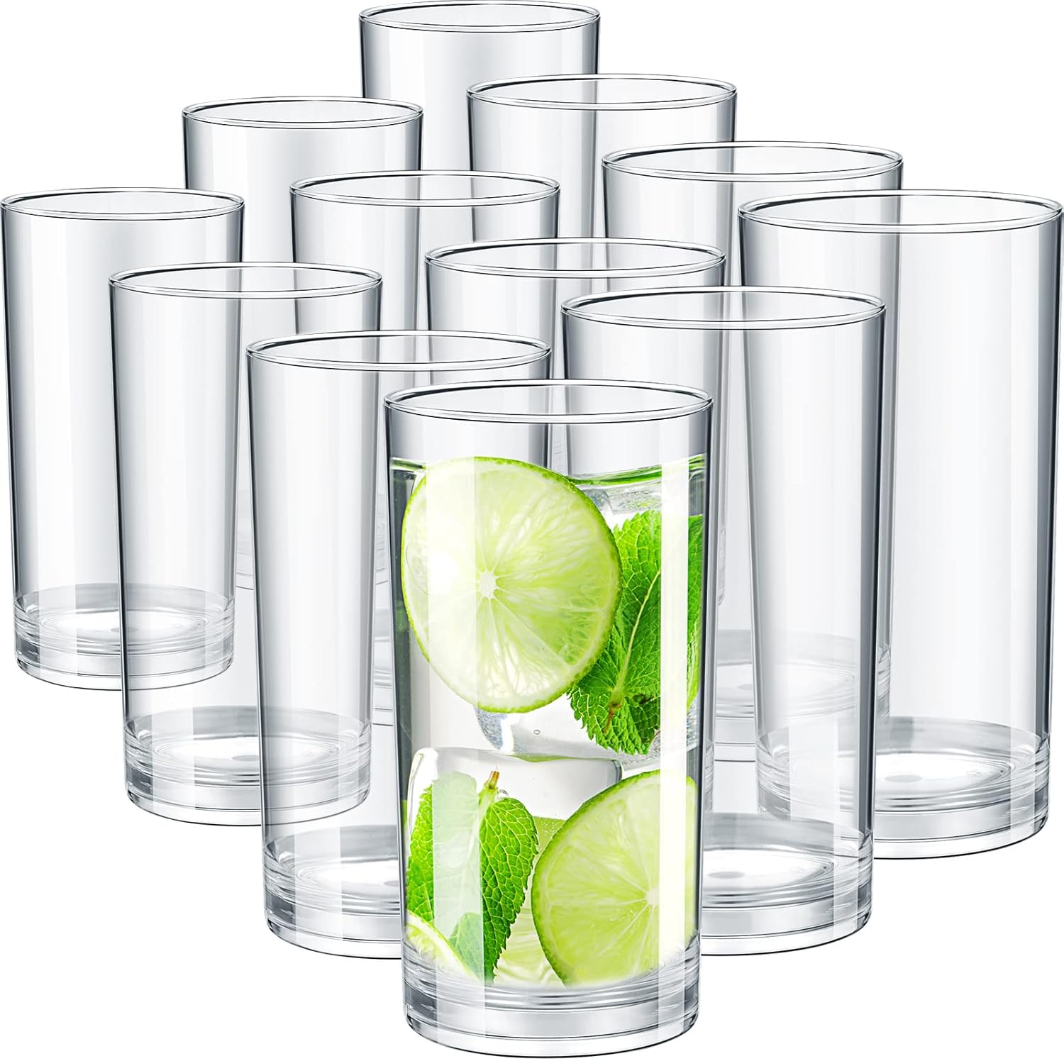 Set of 12 Acrylic Plastic Tumblers 16 oz Plastic Water