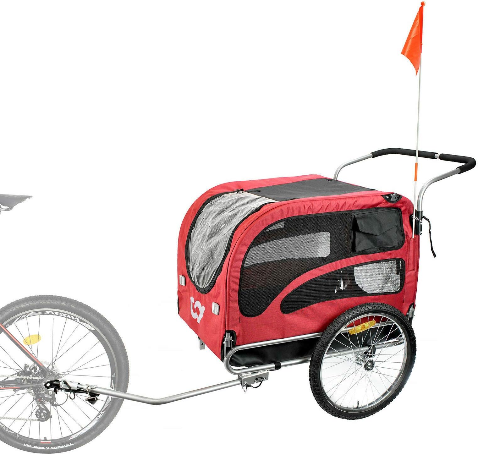 PaWz Pet Stroller Bike Trailer, 2in1 Foldable Tow Behind Bike Jogger