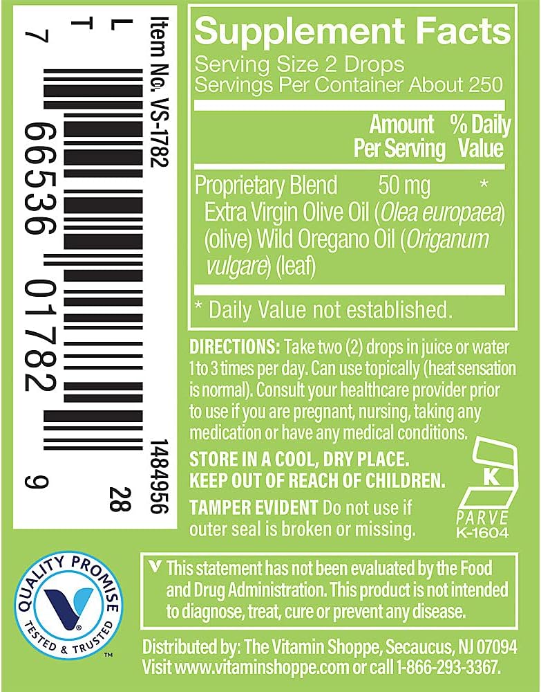 The Vitamin Shoppe Oil of Oregano 50MG, Wild Mediterranean Herbal Supplement that Supports a Healthy Immune System, EVOO, Made with Extra Virgin Olive Oil, Wild Oregano Oil (0.45 Fluid Ounces Liquid) image 2