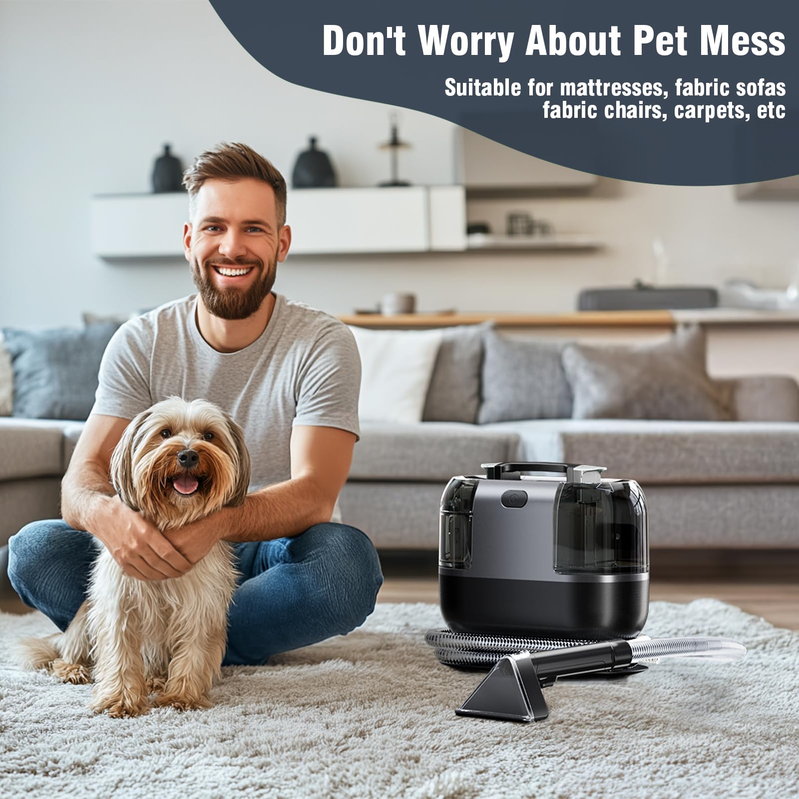 600W/ 22Kpa Detergente per tappeti, divani, scale, tappeti, tappezzeria e auto, aspirapolvere per animali domestici, aspirapolvere bagnato, detergente per divano，Gerät Teppichreiniger