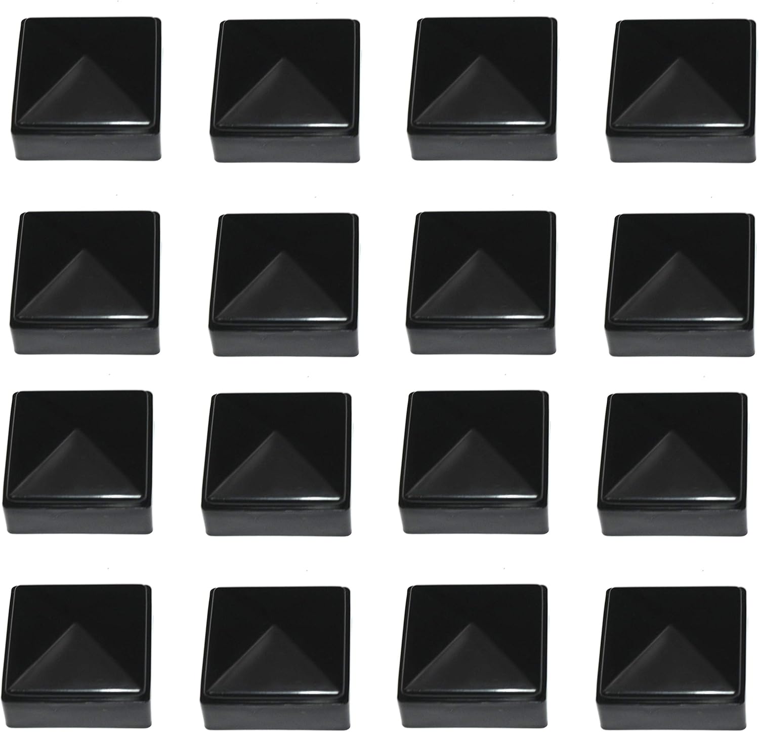 JSP MANUFACTURING New Plastic Black 2x2 Fence Post Caps for Metal, Plastic,Vinyl or Wood 2 x 2 Posts (2" X 2" Inside Dimension) (2 1/4" X 2 1/4" Outside Dimensions) (16 Pack)