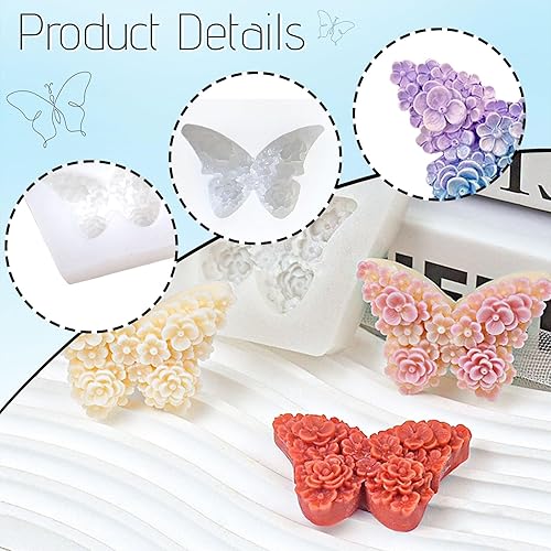 Miniatura 3 de Molde de silicona de 2 piezas de mariposa, moldes de silicona de 2.0 in de ancho, moldes de yeso para fundición, moldes de silicona para proyectos