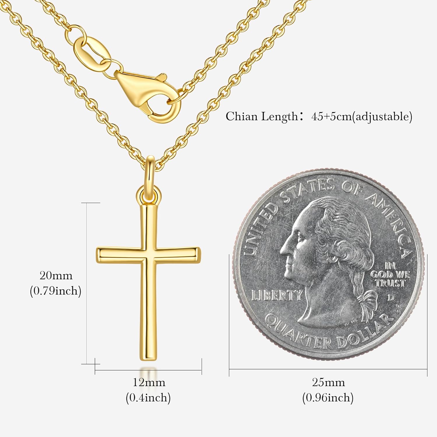 Gold Cross Necklaces for Women 14K Gold Cross Necklace for Women Crosses Pendant Necklace for Womens Smooth Lines and Timeless Charm Small Crosses Chain for Womens - Image 4