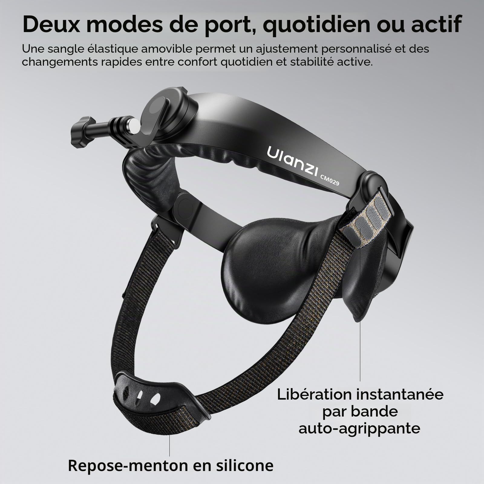Ulanzi CM029 Fixation Bandeau de Tête Compatible avec GoPro Hero 13/12/11/10/9/8, Insta 360 X5, DJI Action 6/Action 5 Pro/4/3, Rotation à 360°, Support Amovible avec Adaptateur Pince pour Smartphone