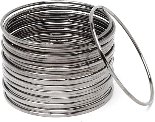 ZENEME Traditional Metallic Oxidised Plated Plain Bangles (Set Of 24) For Women and Girls