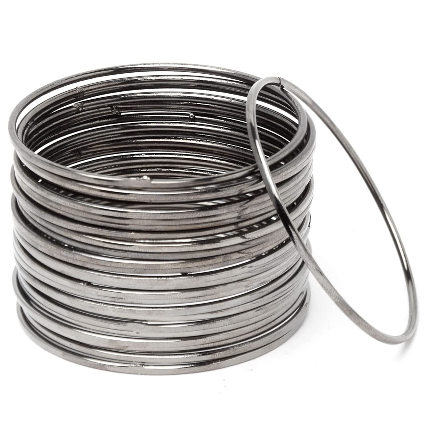 ZENEME Traditional Metallic Oxidised Plated Plain Bangles (Set Of 24) For Women and Girls
