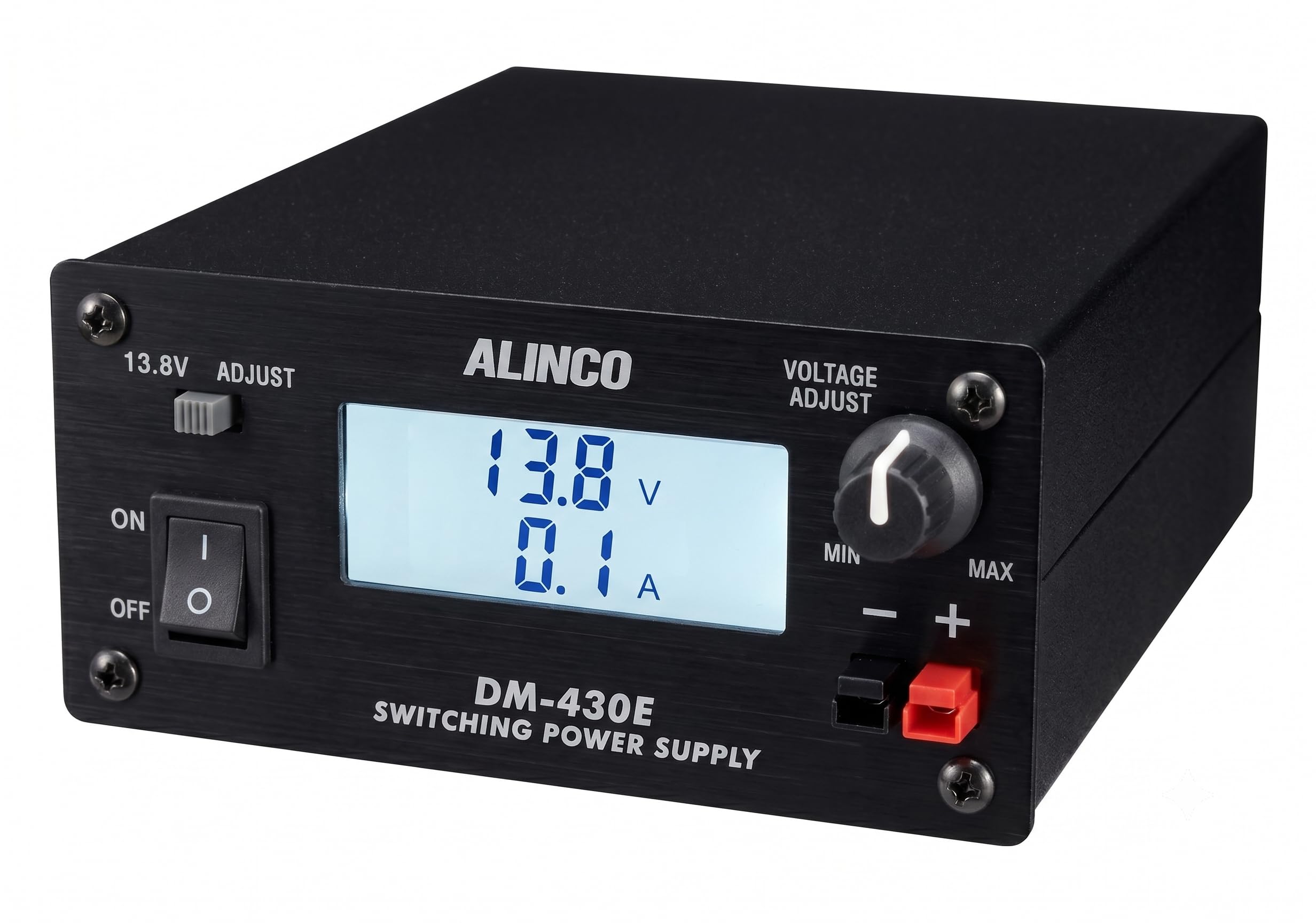 Alinco DM-430E Alimentatore Switching Ultra Compatto 25A (30A Picco), Uscita Regolabile 5-15V o Fissa 13.8V, Connettori Anderson Powerpole, Voltmetro e Amperimetro Digitale