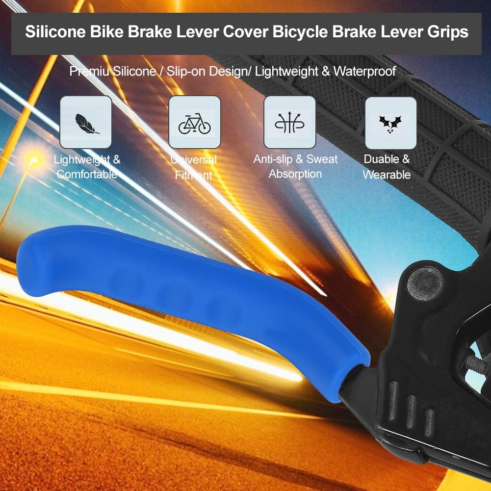 5 Colors Brake Lever Protector Cover, Silicone Grips Anti-Slip Protector Cycling Accessory(Blue)
