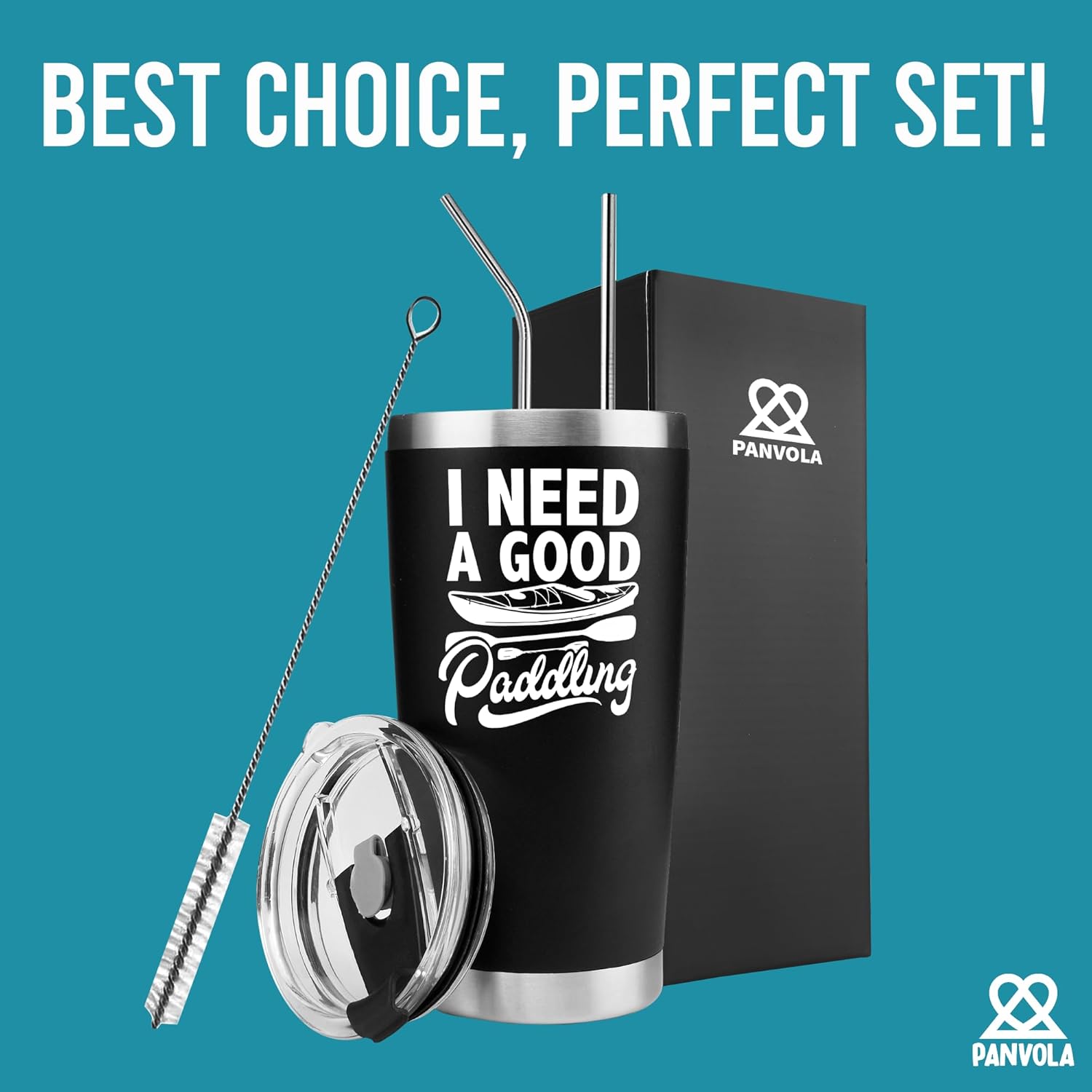I Need A Good Paddling Kayaking Gifts For Women Men Kayak Lovers Vacuum Insulated Tumbler with Straw and Removable Lid 20 oz Black
