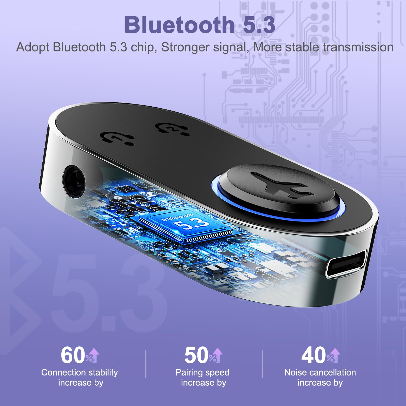 Nadajnik audio Bluetooth 5.3, adapter do słuchawek Bluetooth z podwójnym połączeniem, przenośny nadajnik Bluetooth do samolotu, odtwarzanie 16H, bezprzewodowe adaptery Aux 3,5 mm do domowego